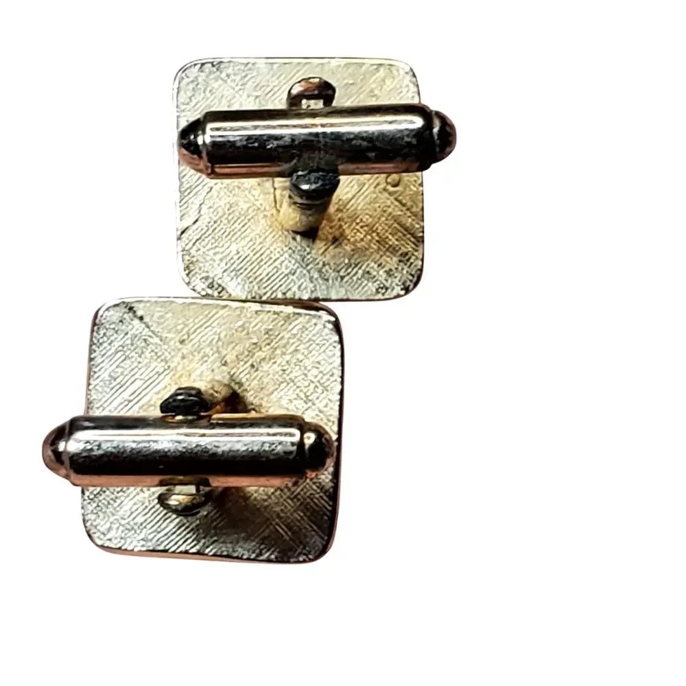 Textured Gold Tone Cufflinks Square Unsigned Vtg